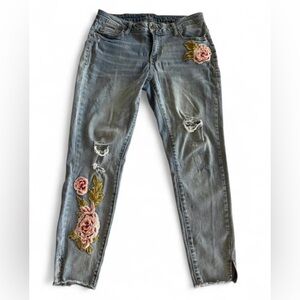 a.n.a Floral Embroidered Distressed Jeggings